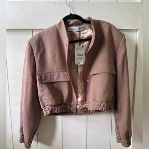 Zara Collarless Crop Jacket